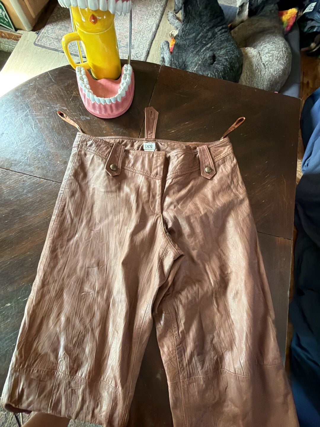 Cache Leather Pants Size 12 Brown Lambskin 5