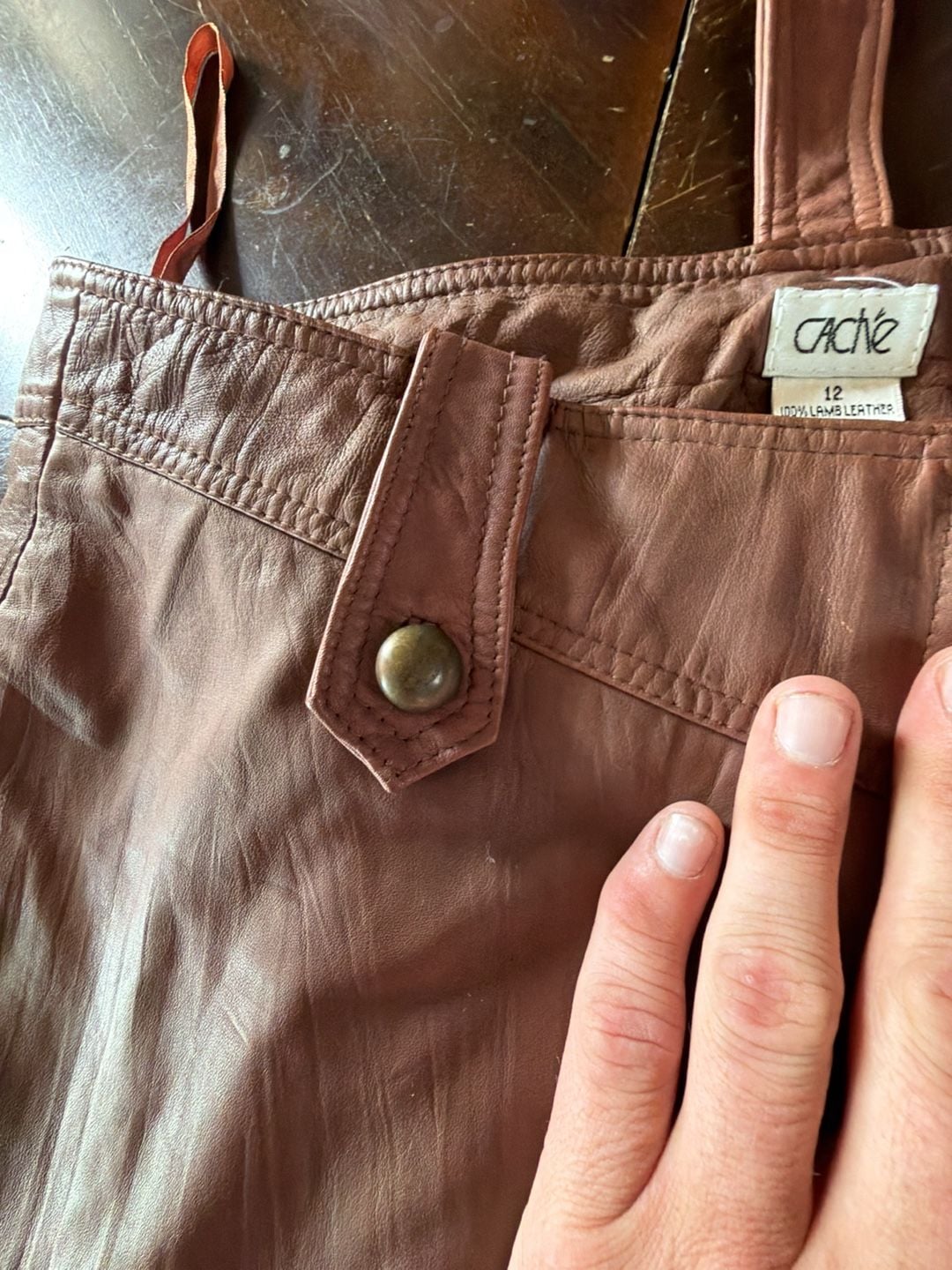 Cache Leather Pants Size 12 Brown Lambskin 6