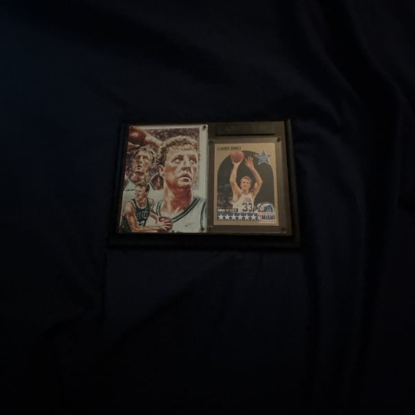 Larry Bird Boston Celtics Collectible Wall Plaque with 1990 NBA Hoops Card