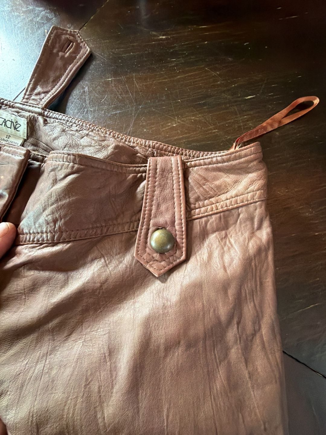 Cache Leather Pants Size 12 Brown Lambskin 7