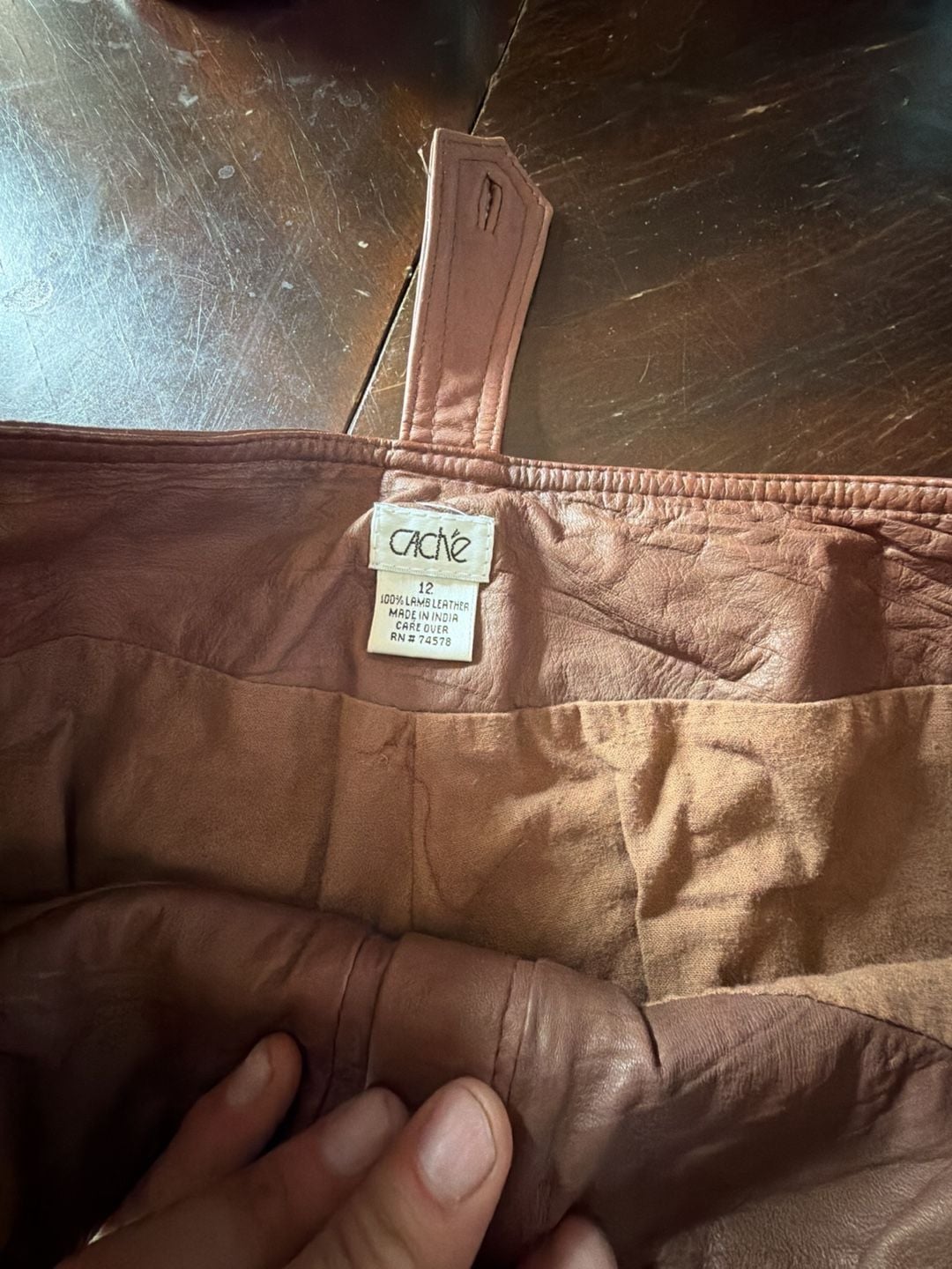 Cache Leather Pants Size 12 Brown Lambskin 8