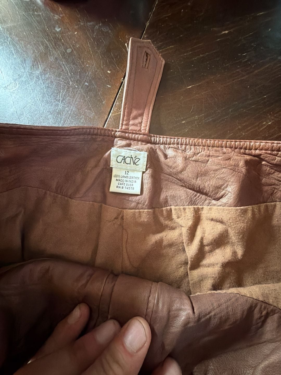 Cache Leather Pants Size 12 Brown Lambskin 9