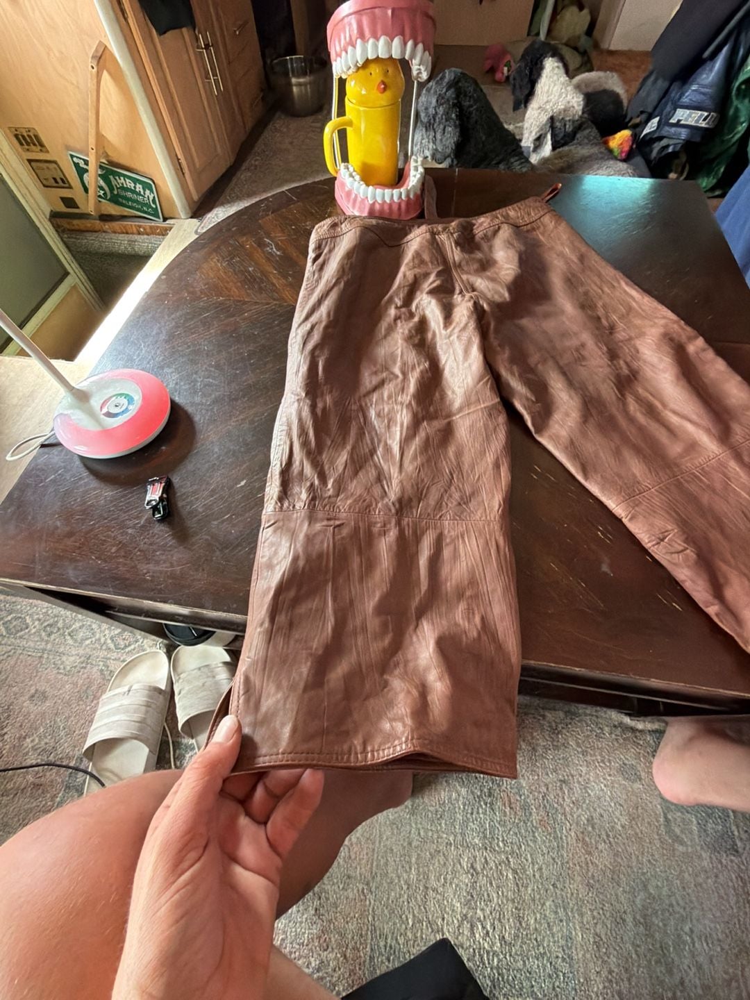 Cache Leather Pants Size 12 Brown Lambskin 11