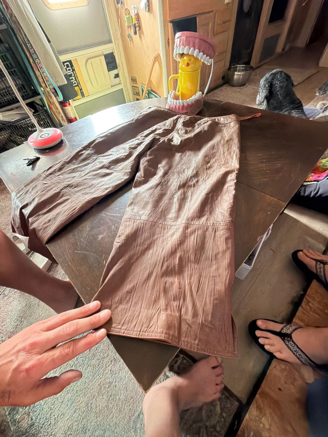 Cache Leather Pants Size 12 Brown Lambskin 12