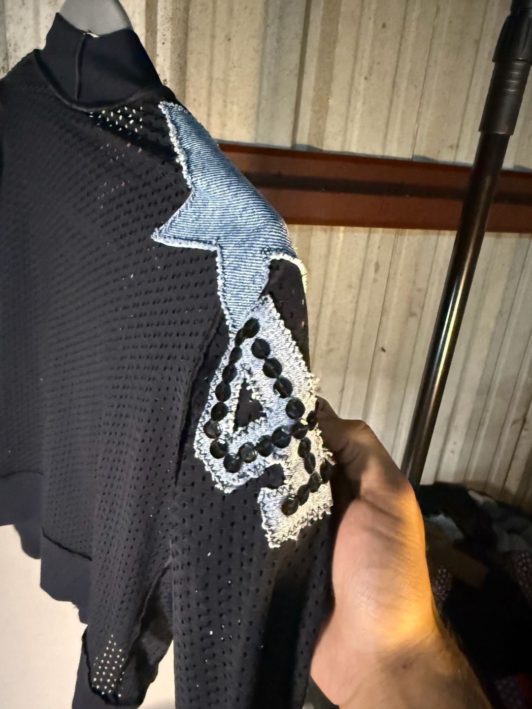 Black Mesh Jacket Star Applique 3