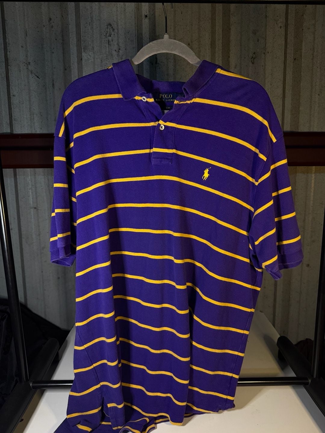 Polo Ralph Lauren Classic Fit Polo Shirt Size XXL Purple Yellow Striped 2