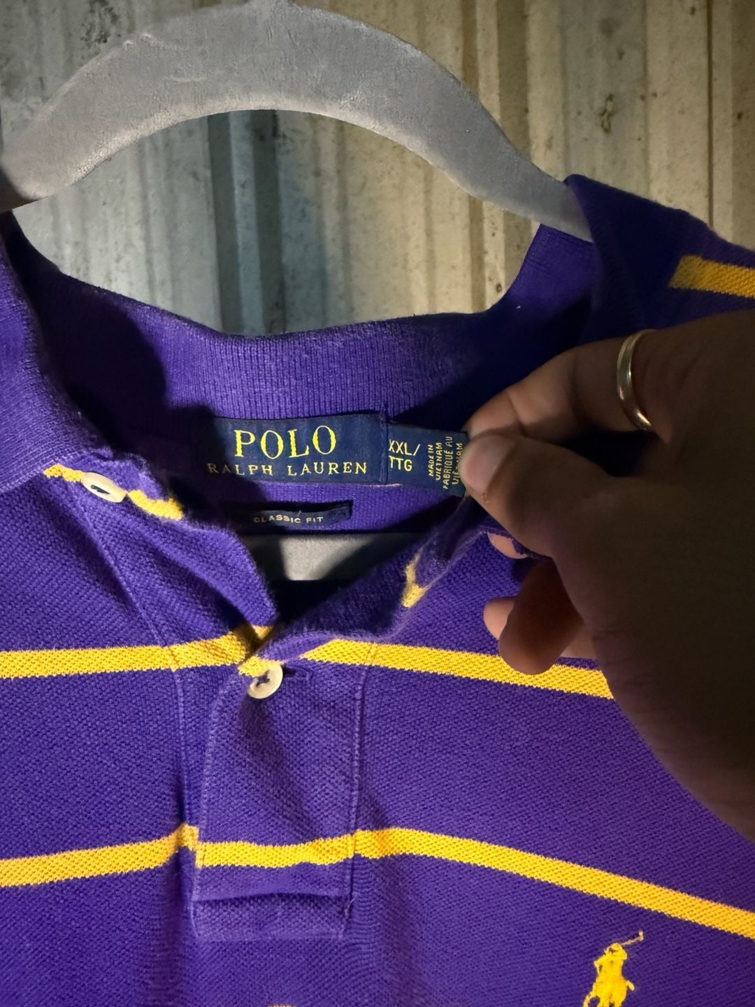 Polo Ralph Lauren Classic Fit Polo Shirt Size XXL Purple Yellow Striped 3