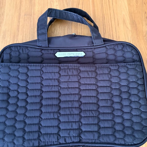 Aimee Kestenberg Hanging Black Quilted Nylon Cosmetic Travel Toiletries Bag