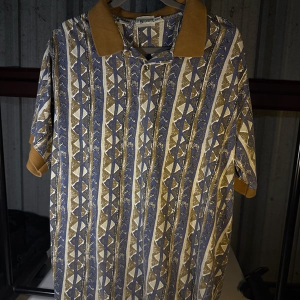 J.T. Beckett Polo Shirt Size XLXT Abstract Stripe Vintage
