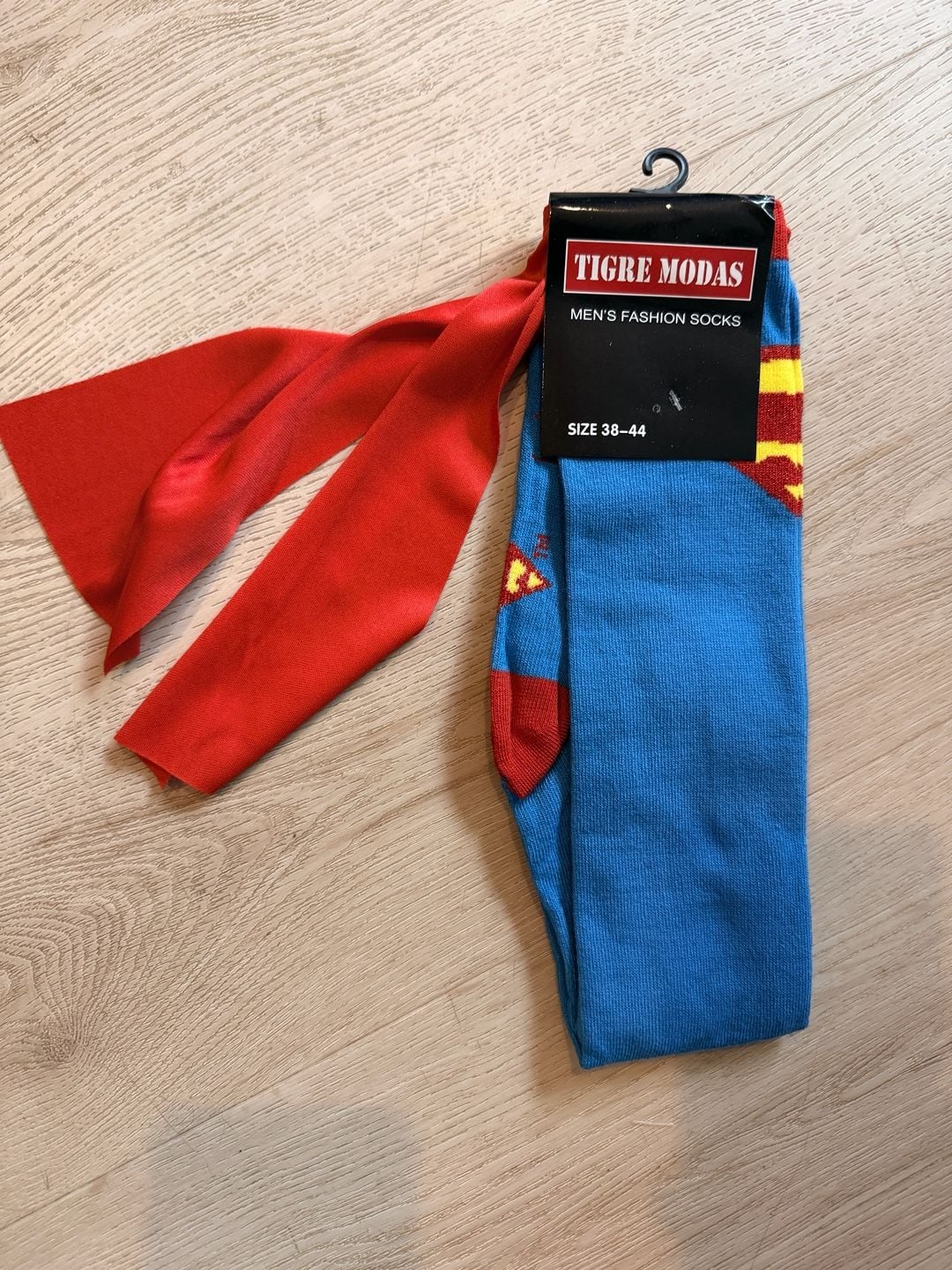 Tigre Modas Superman Cape Fashion Socks Size 38-44 Blue Red 1