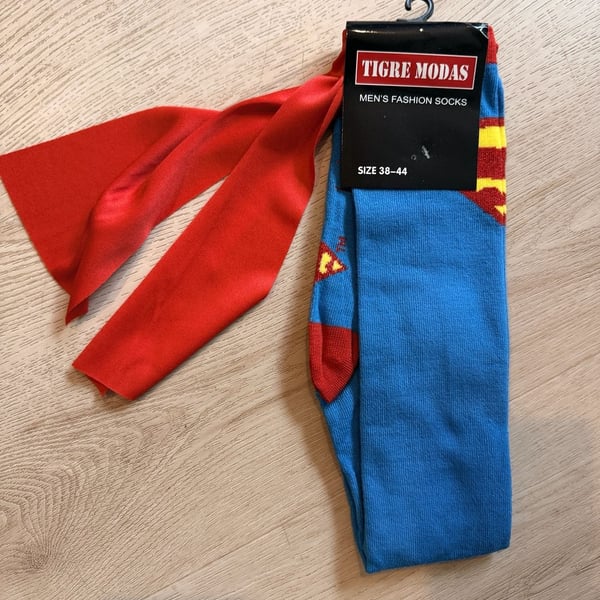 Tigre Modas Superman Cape Fashion Socks Size 38-44 Blue Red