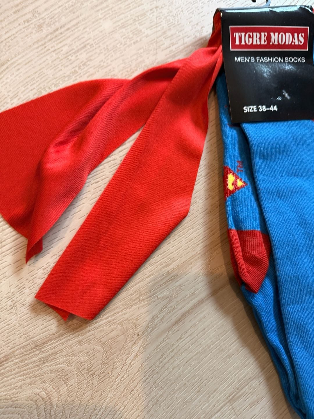 Tigre Modas Superman Cape Fashion Socks Size 38-44 Blue Red 2
