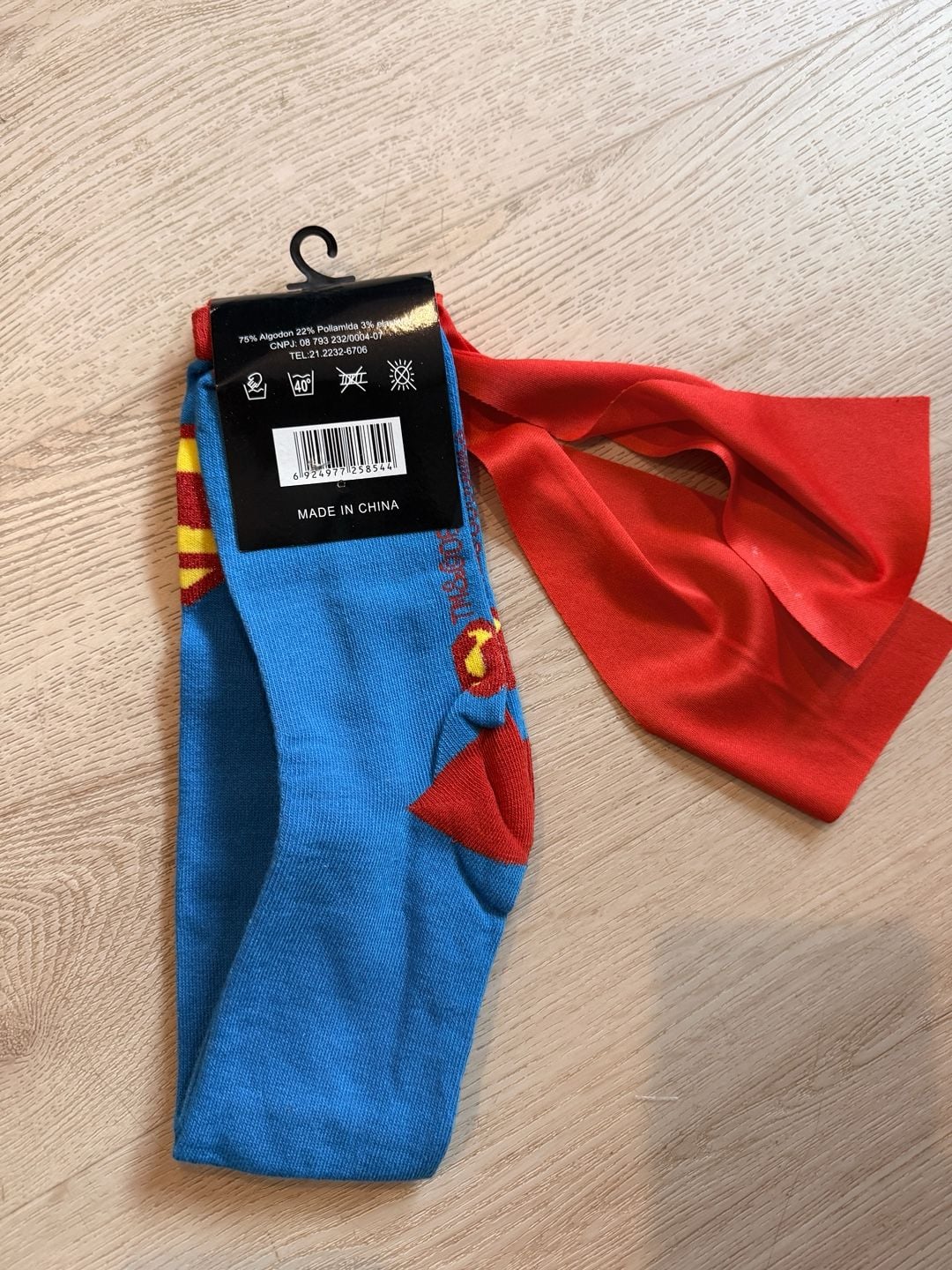 Tigre Modas Superman Cape Fashion Socks Size 38-44 Blue Red 3