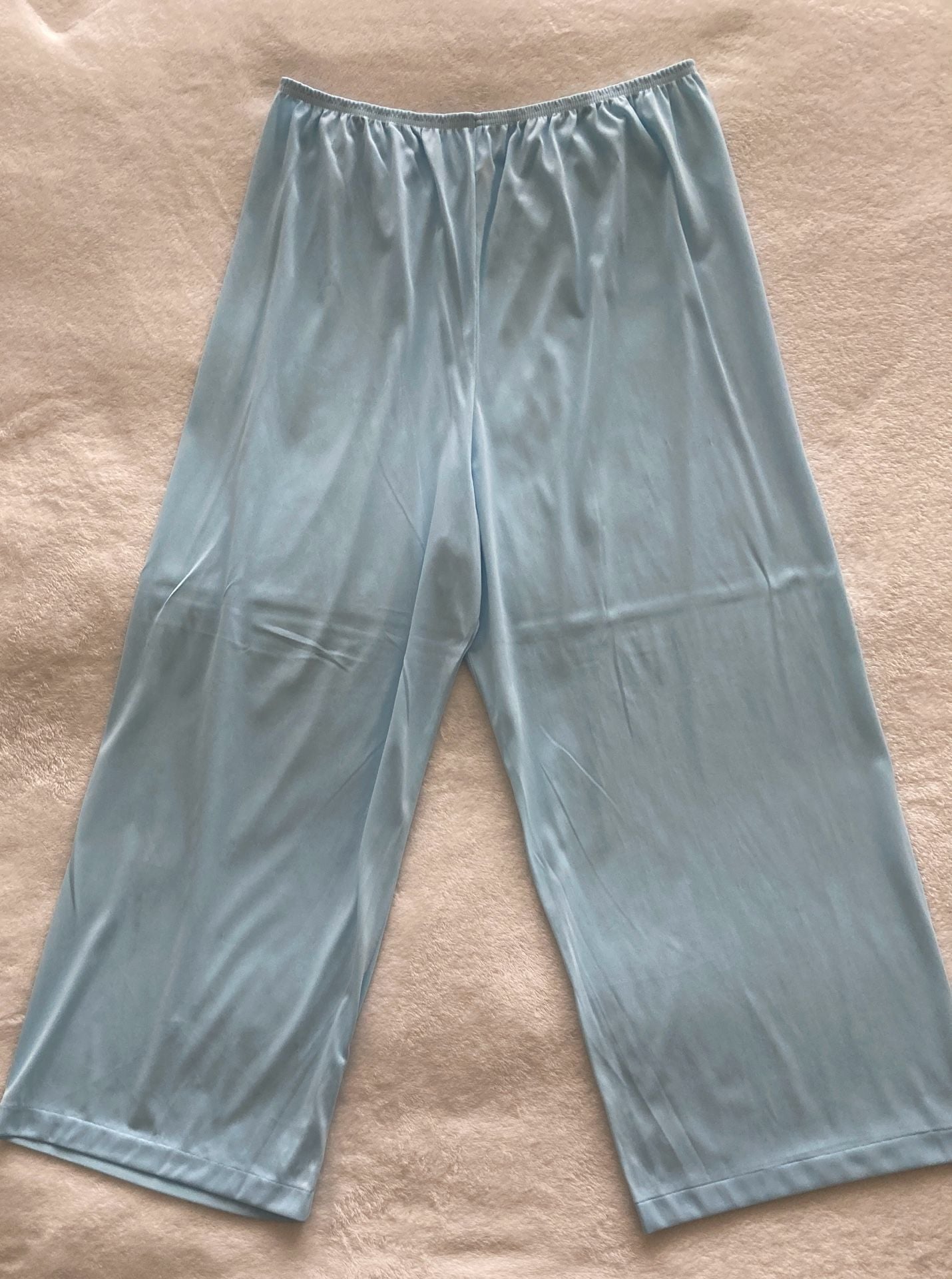Vassarette Pajama Set Size XXL Light Blue Nylon Tricot Embroidered Lightweight Vintage 4