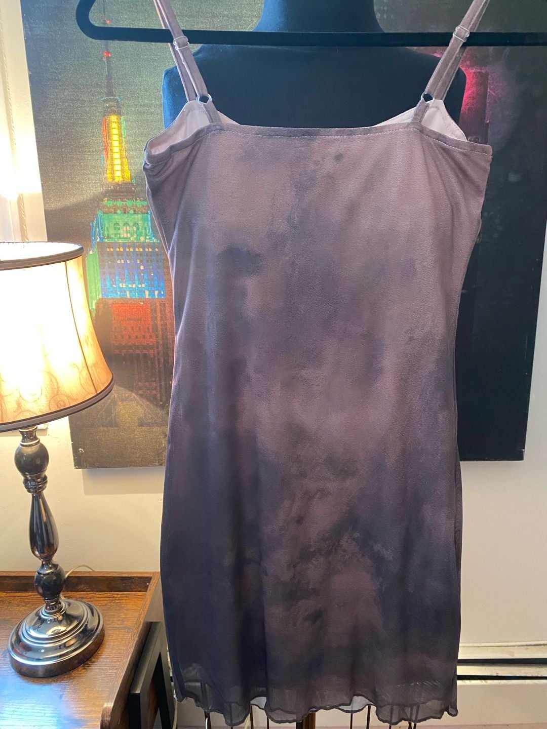 DAZY Mesh Cami Dress Brown Pink Bow Tie-Dye 3