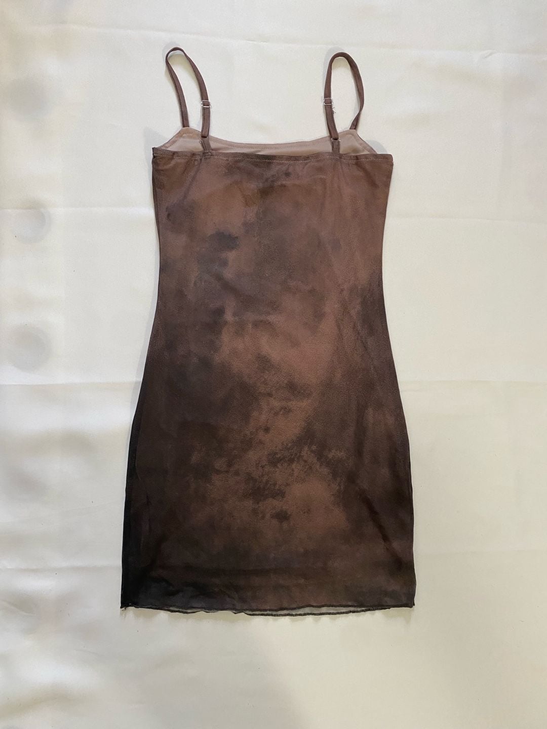 DAZY Mesh Cami Dress Brown Pink Bow Tie-Dye 5