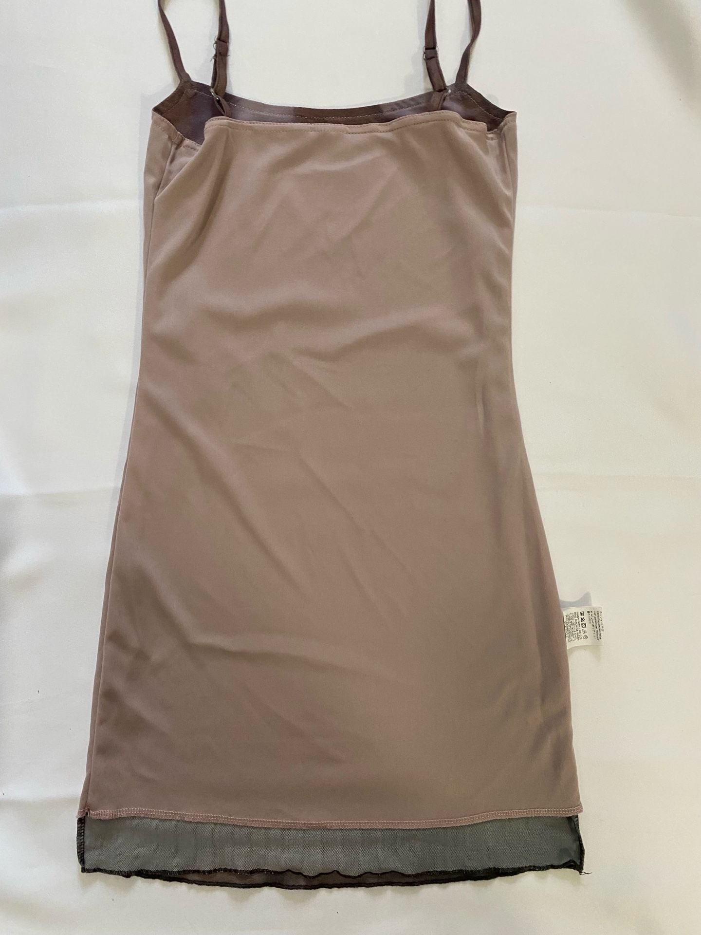 DAZY Mesh Cami Dress Brown Pink Bow Tie-Dye 7