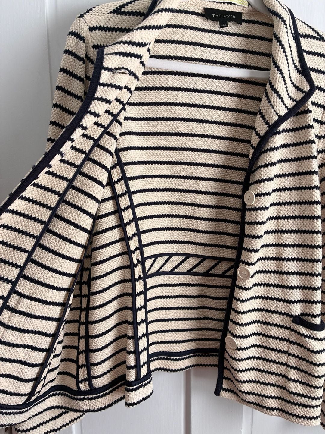 Talbots Striped Sweater Knit Blazer Size L 7