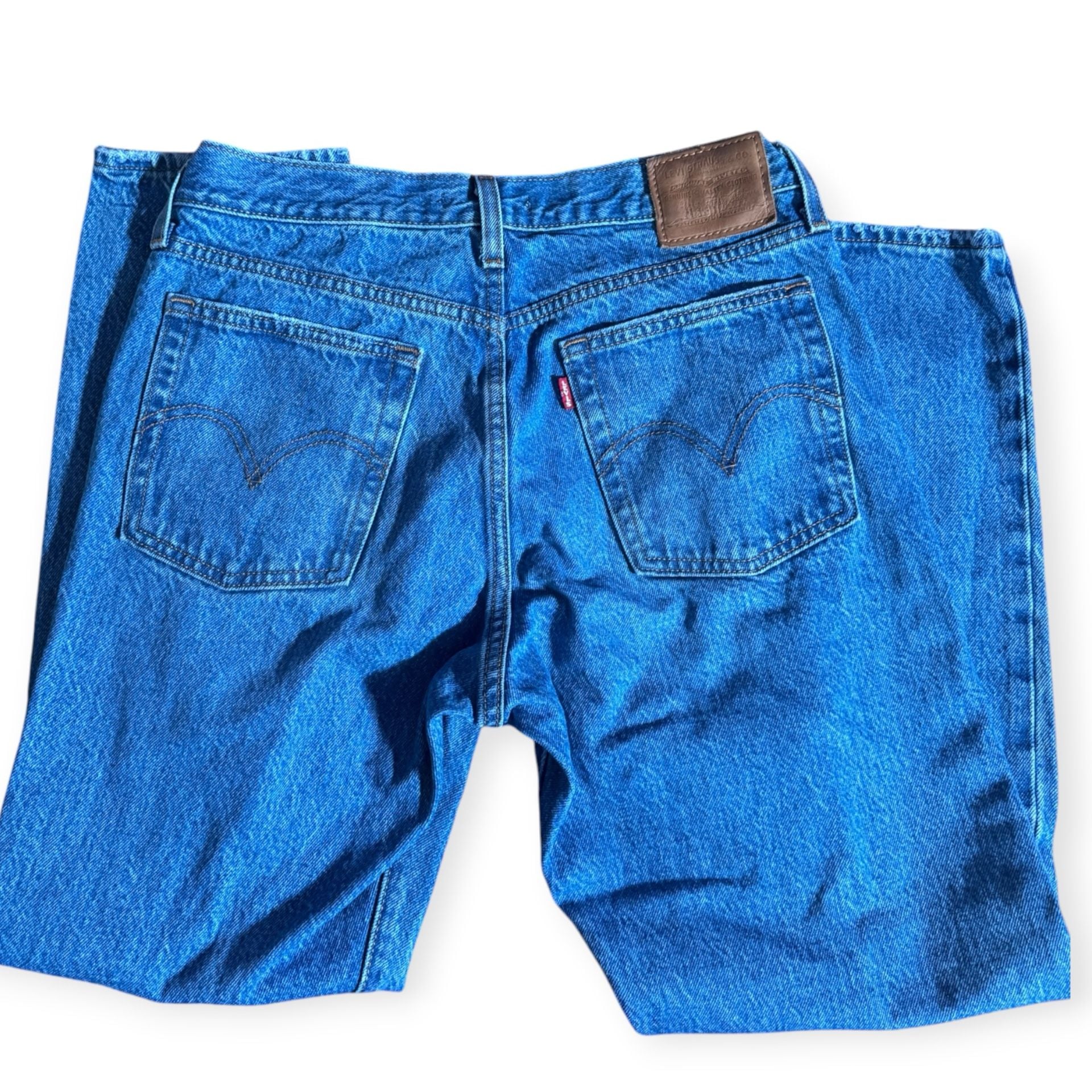 Levi's Premium Wedgie Straight Distressed Blue Denim Jeans Sz 28 5