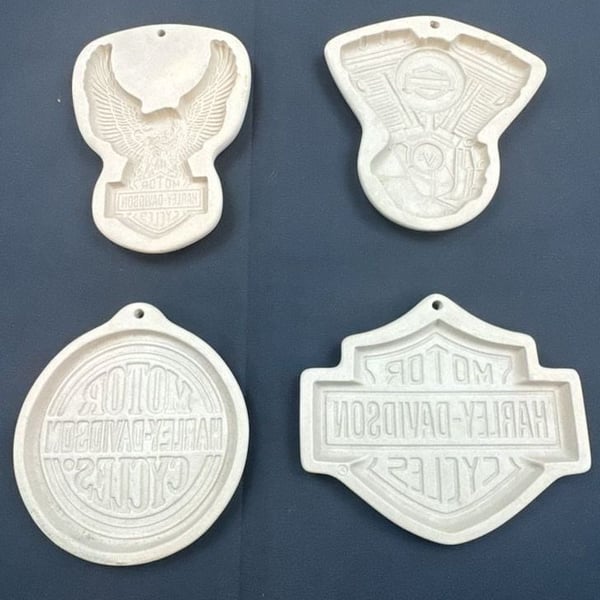 Rare full set Harley-Davidson 1992 Ceramic Cookie Molds Lot of 4 USA