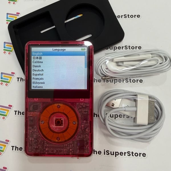 Apple iPod Video 5th Gen 128GB Custom Pink Transparent Faceplate 1 YR Warranty 