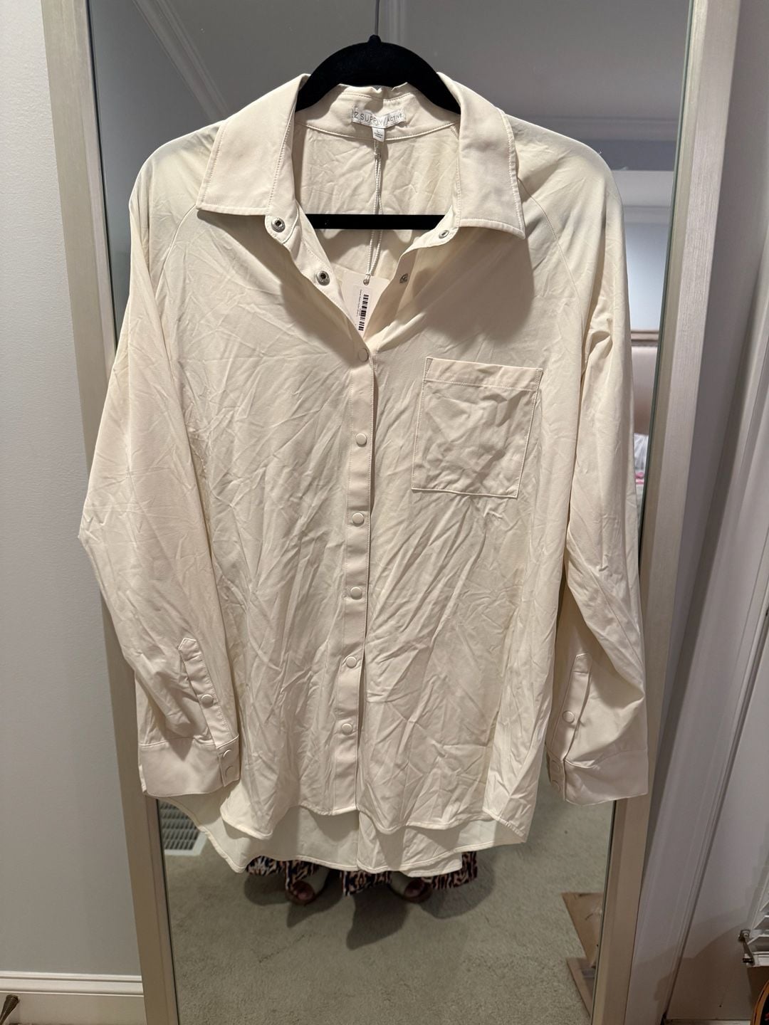 Z Supply Active Game Match Nylon Shirt Size L Cream 2