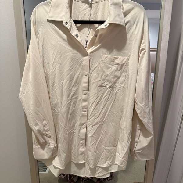 Z Supply Active Game Match Nylon Shirt Size L Cream