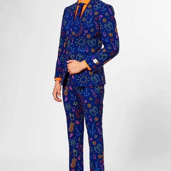OppoSuits Doodle Dude Tropical Suit 2pc US 44 Like New
