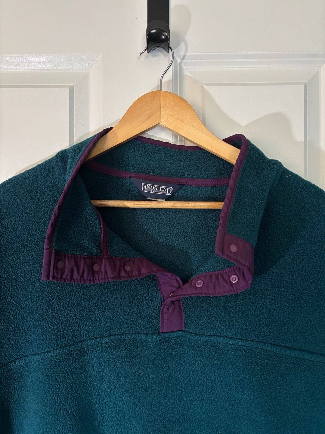 Vintage Lands End Polartec Fleece Snap Pullover XL Teal Purple like new! 5