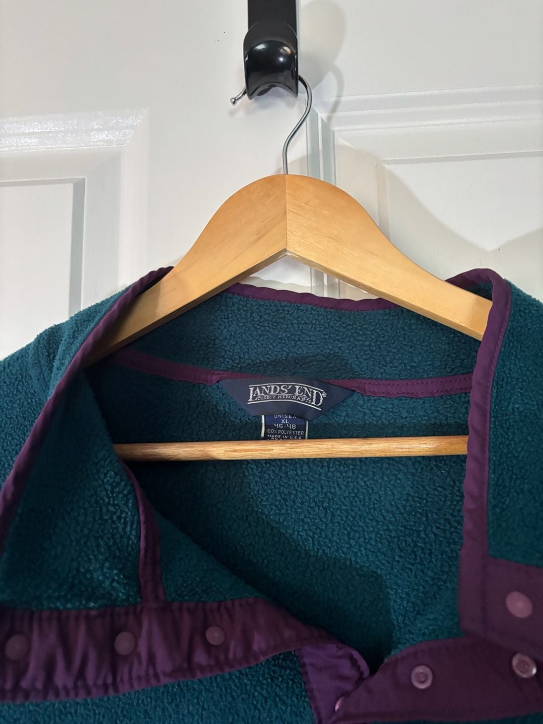 Vintage Lands End Polartec Fleece Snap Pullover XL Teal Purple like new! 6
