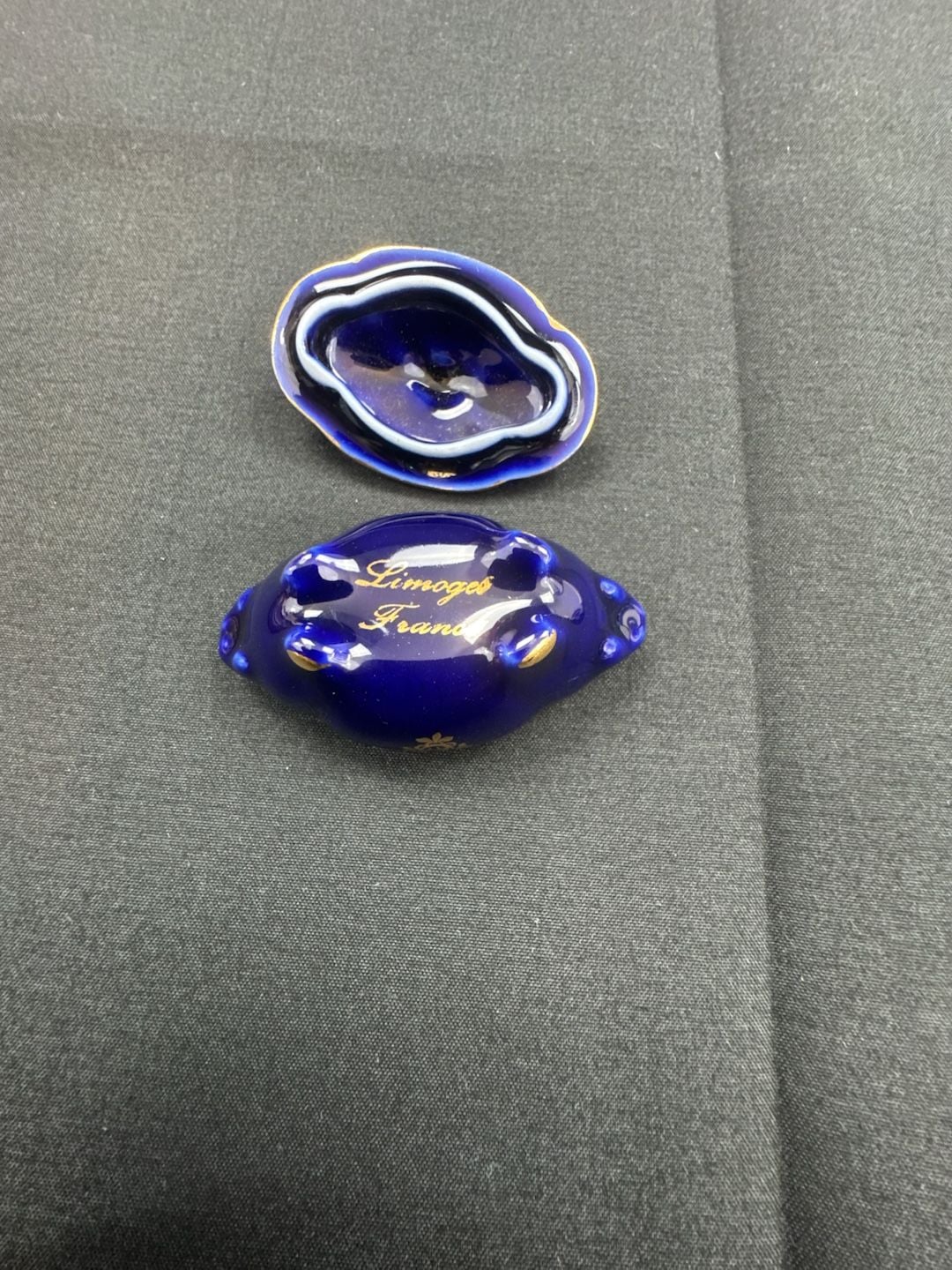 Limoges France Cobalt Blue Gold Trim Mini Tureen Trinket Box 5