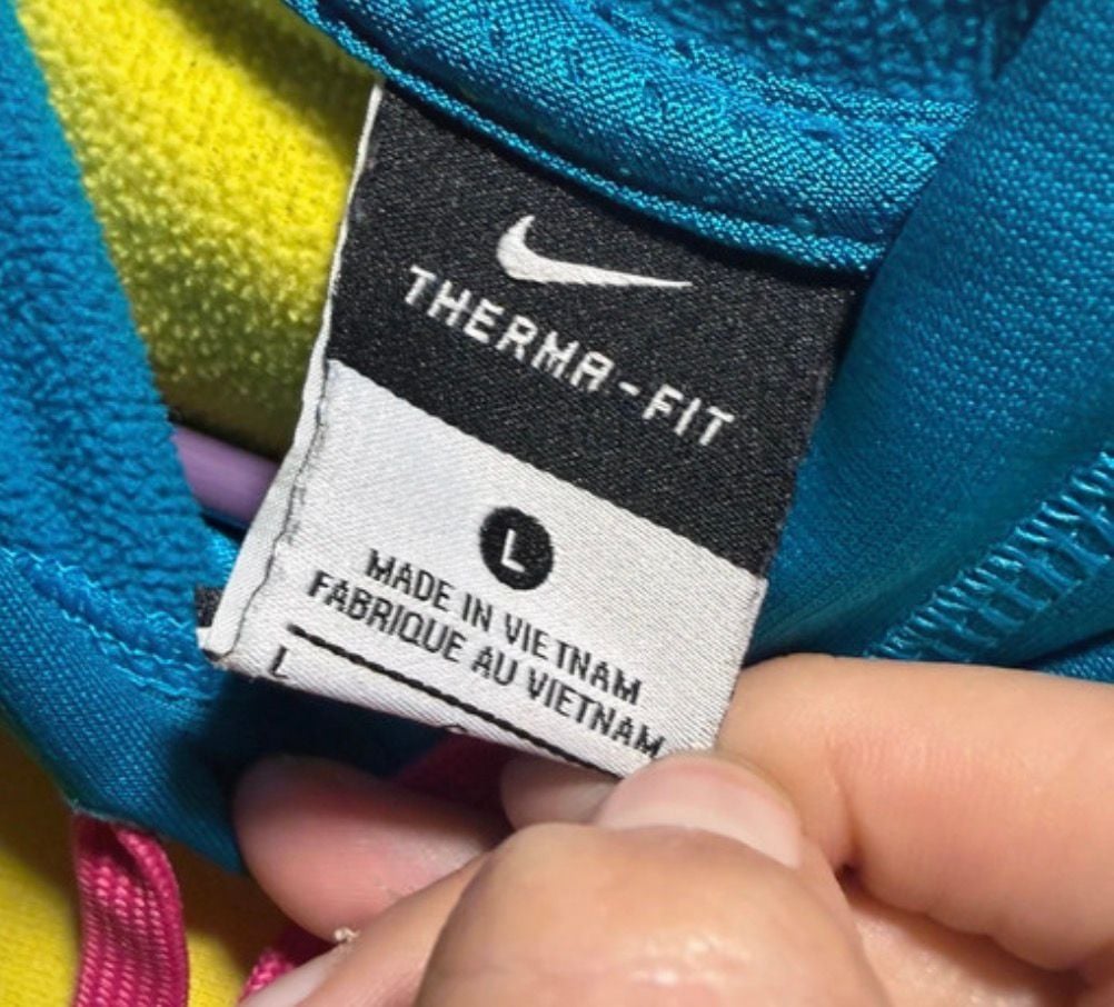 Nike Therma-Fit Hoodie Size L Yellow Blue Pink Athletic Pullover 4