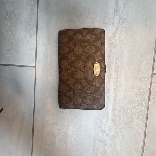 Coach Signature Slim Envelope Wallet Brown Coated Canvas