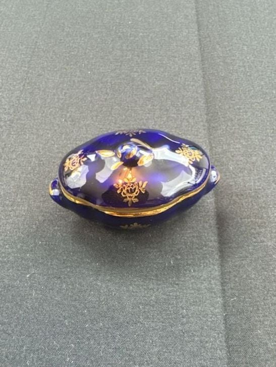 Limoges France Cobalt Blue Gold Trim Mini Tureen Trinket Box 2