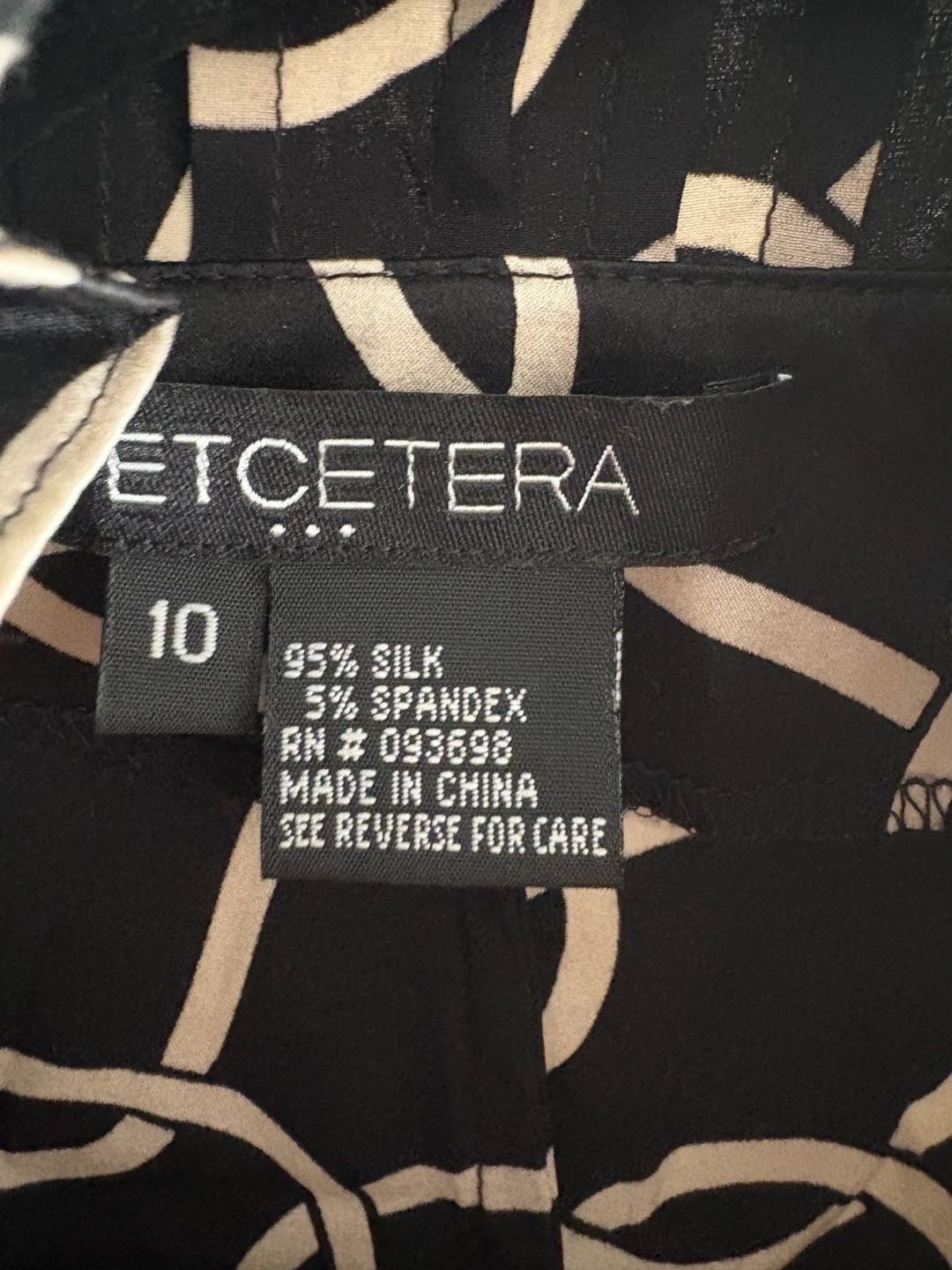 Etcetera Silk Blend Blouse Chain Print Black  Size 10  8
