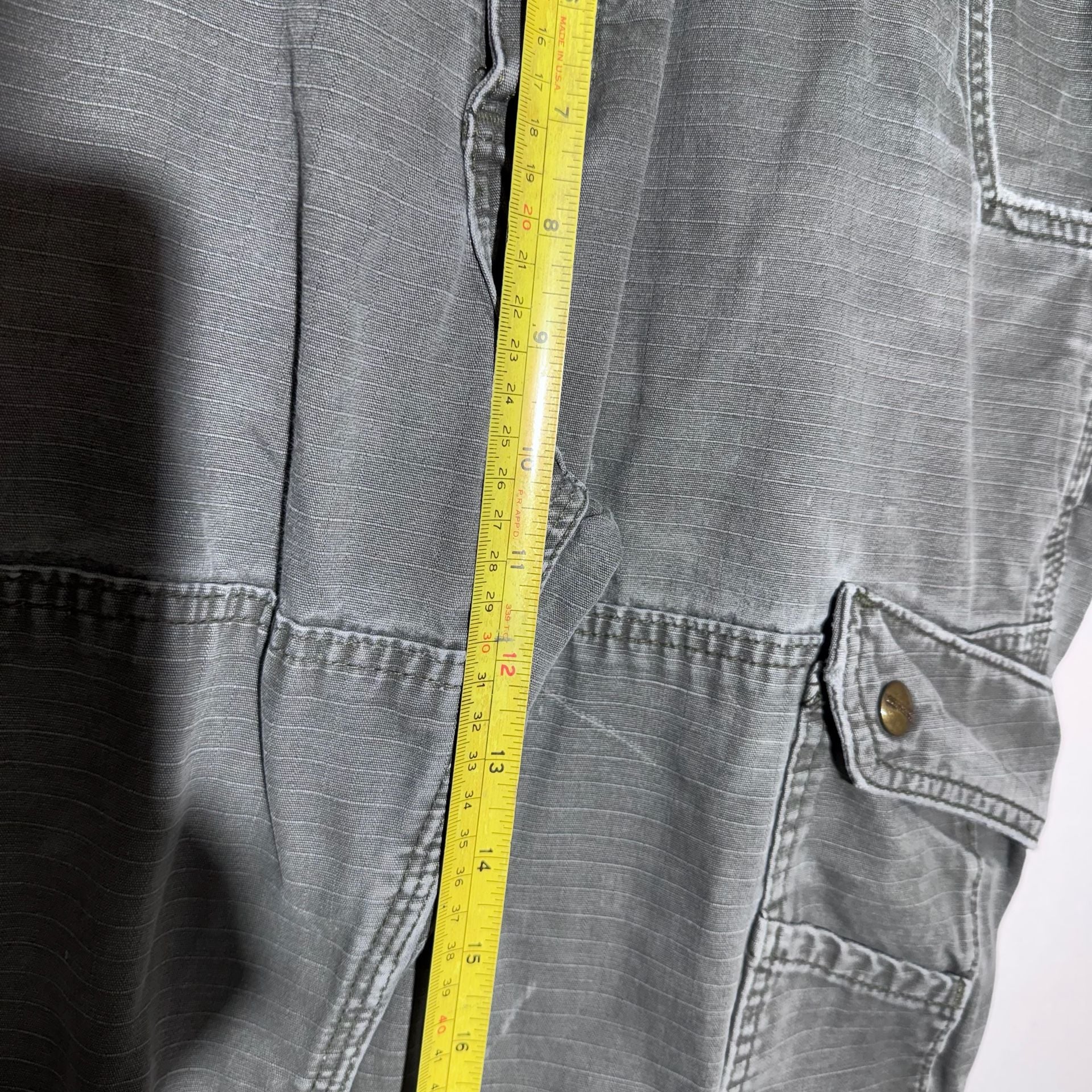 Distressed Carhartt Double Knee Relaxed Fit Cargo Pants Olive Green Sz 32x30 8
