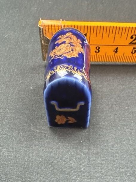 Limoges Castel France Cobalt Blue Porcelain Miniature Trunk 2