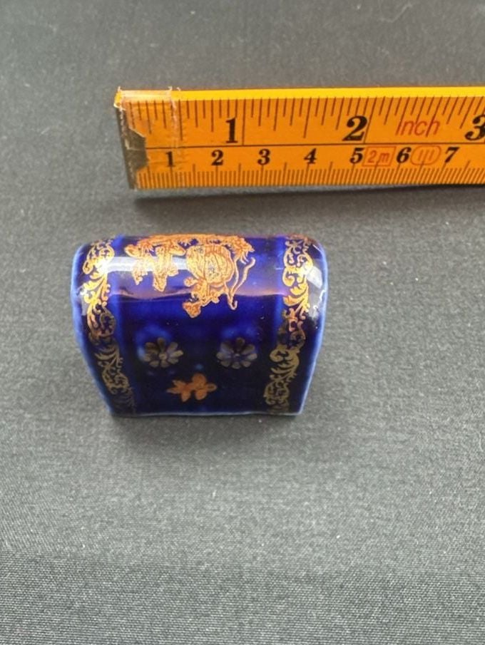 Limoges Castel France Cobalt Blue Porcelain Miniature Trunk 5