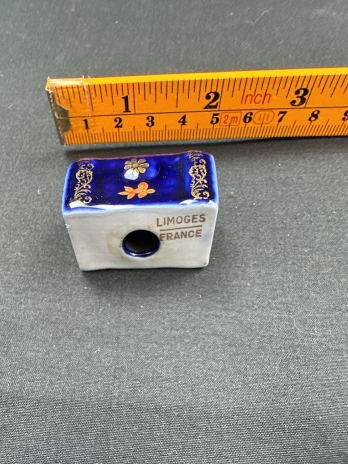 Limoges Castel France Cobalt Blue Porcelain Miniature Trunk 7