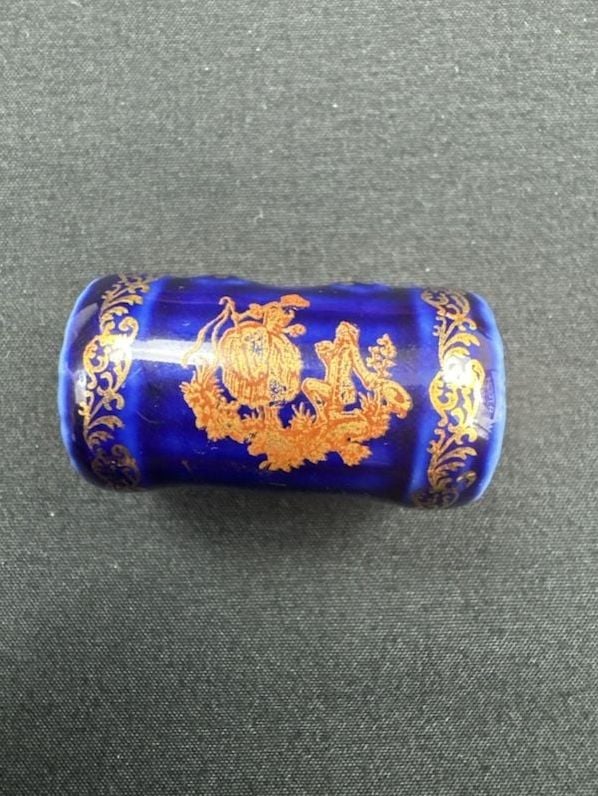 Limoges Castel France Cobalt Blue Porcelain Miniature Trunk 6