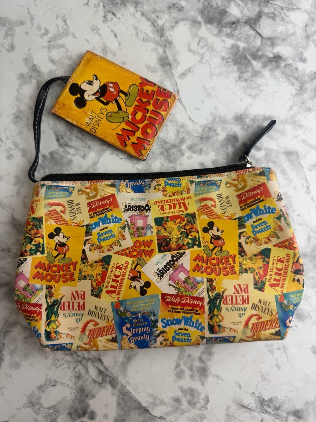 Disney Classic Movie Poster Collage Cosmetic Bag Purse with ID Tag 1