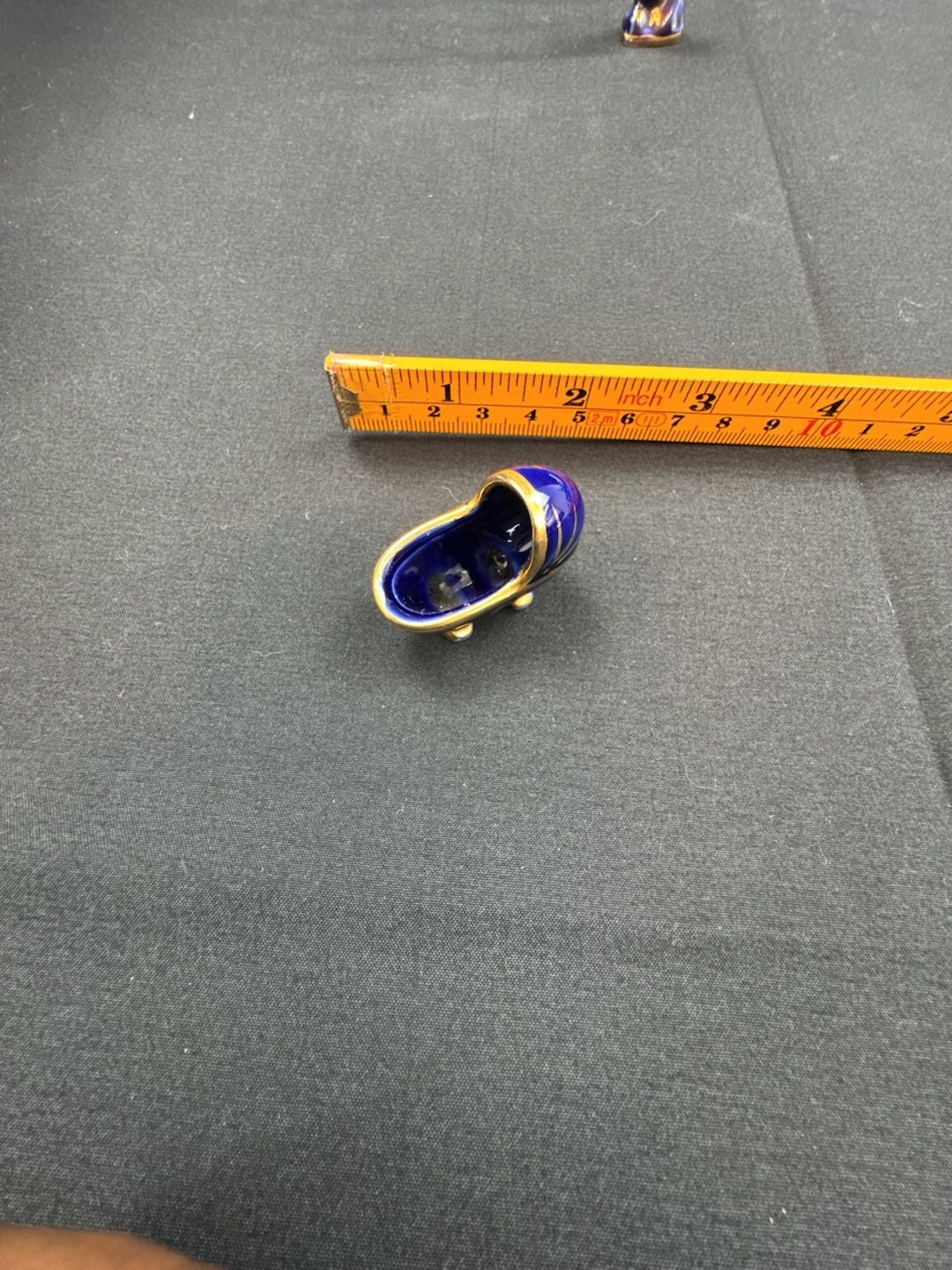Limoges France Cobalt Blue Gold Miniature Bassinet 1