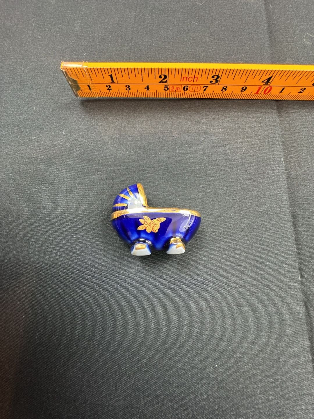 Limoges France Cobalt Blue Gold Miniature Bassinet 3
