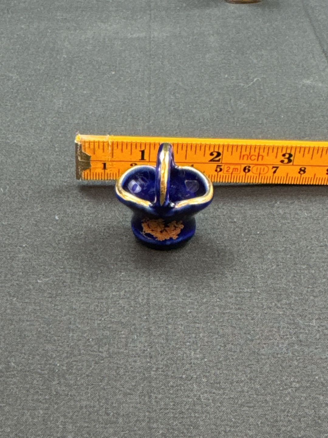 Limoges Miniature Cobalt Blue Basket Gilt Gold Trim 1