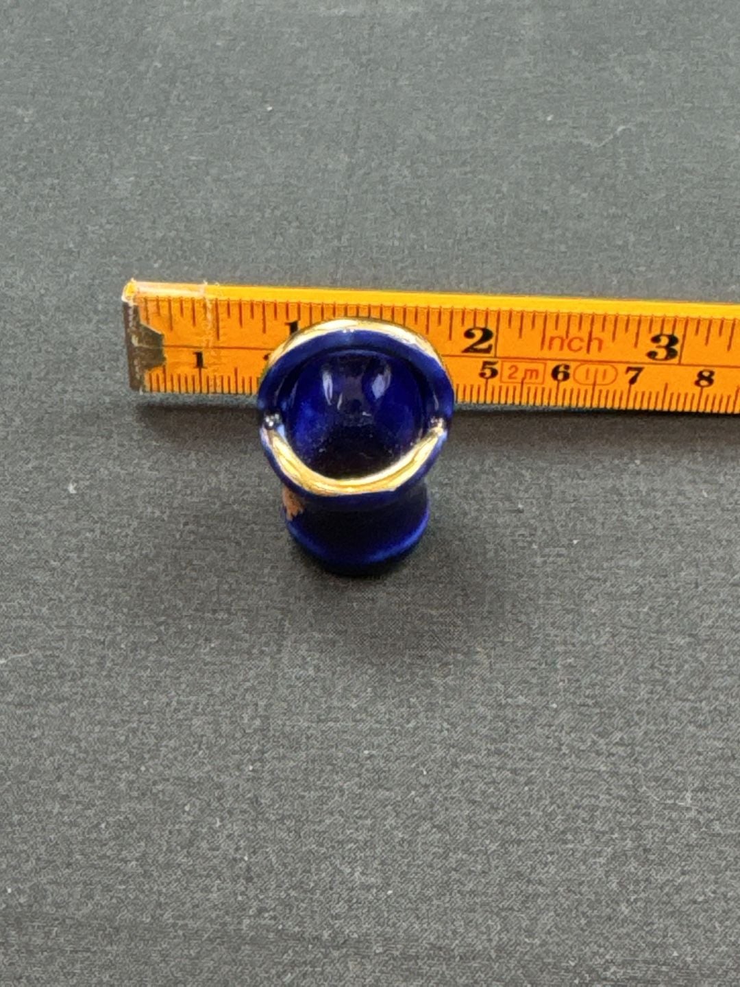 Limoges Miniature Cobalt Blue Basket Gilt Gold Trim 2