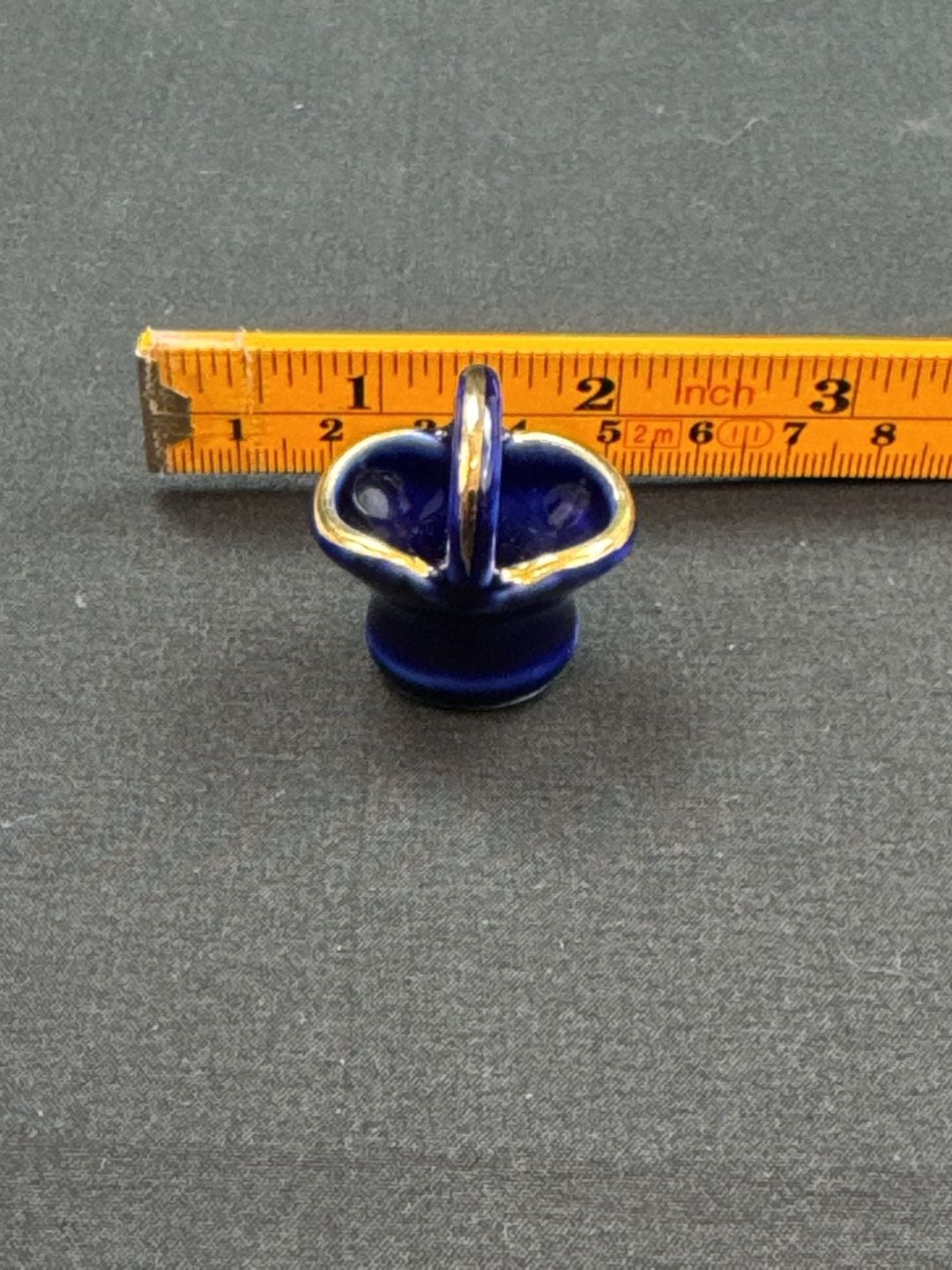 Limoges Miniature Cobalt Blue Basket Gilt Gold Trim 3