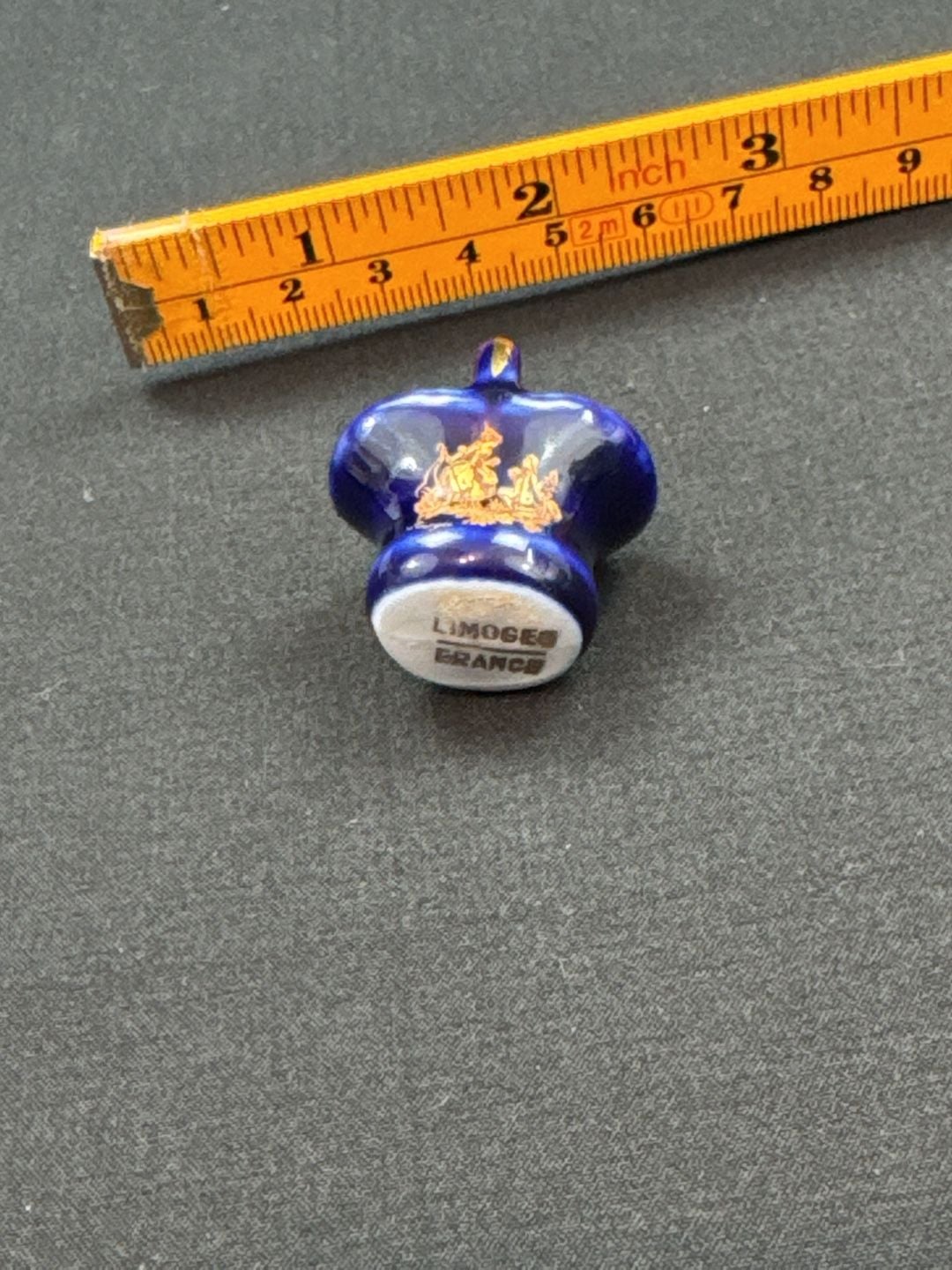 Limoges Miniature Cobalt Blue Basket Gilt Gold Trim 5