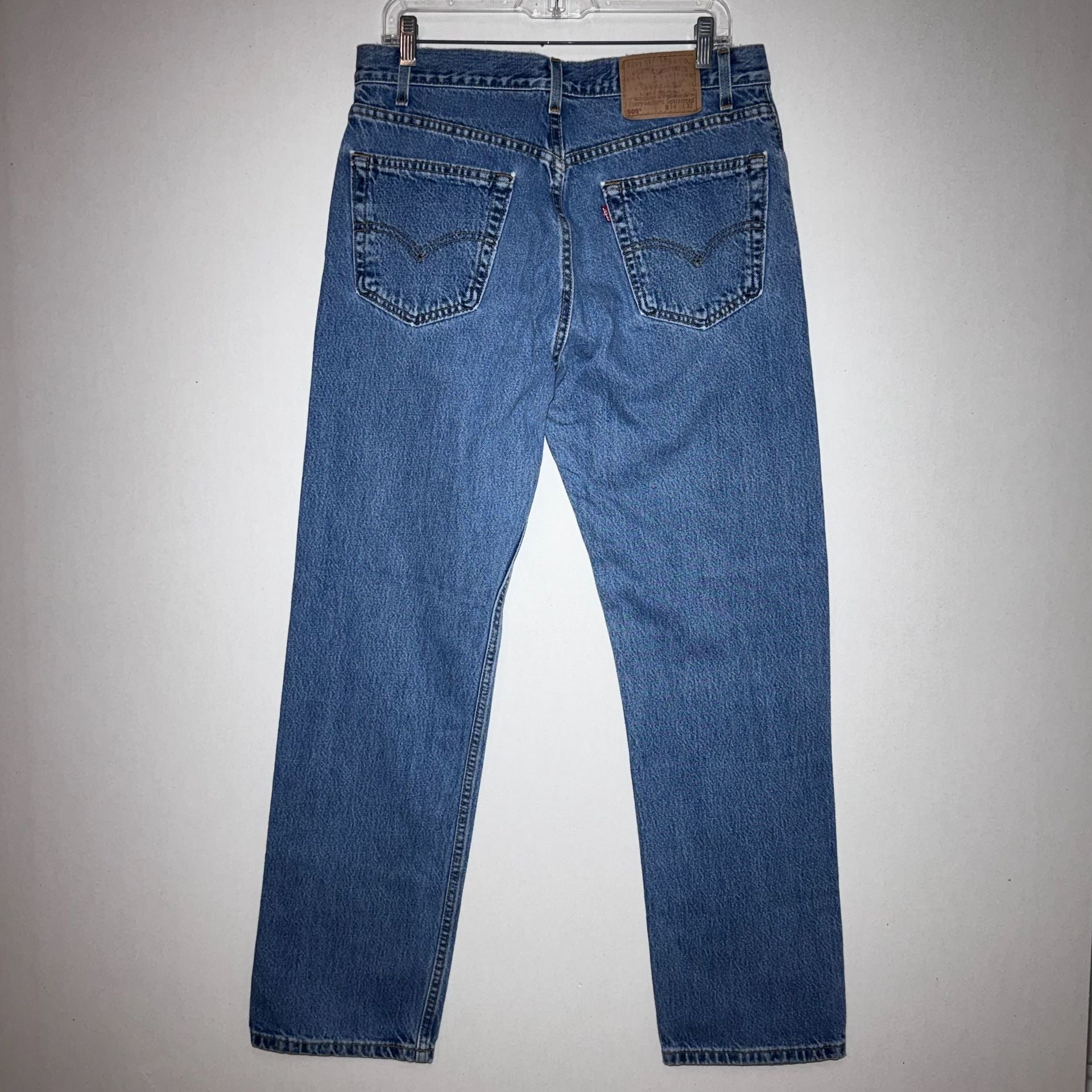 Vintage 90’s Levi's 505 Straight Jeans 34x32 Blue Denim Regular Fit Made in USA 4