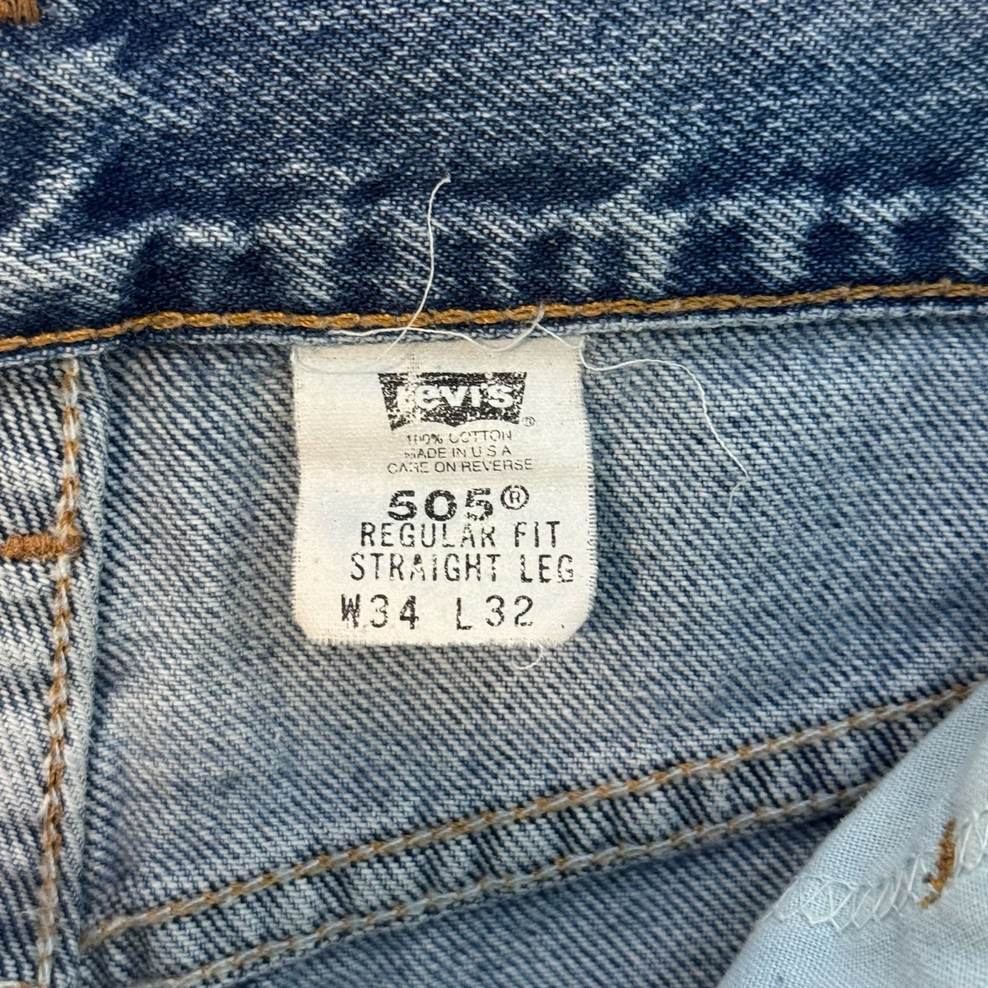 Vintage 90’s Levi's 505 Straight Jeans 34x32 Blue Denim Regular Fit Made in USA 5