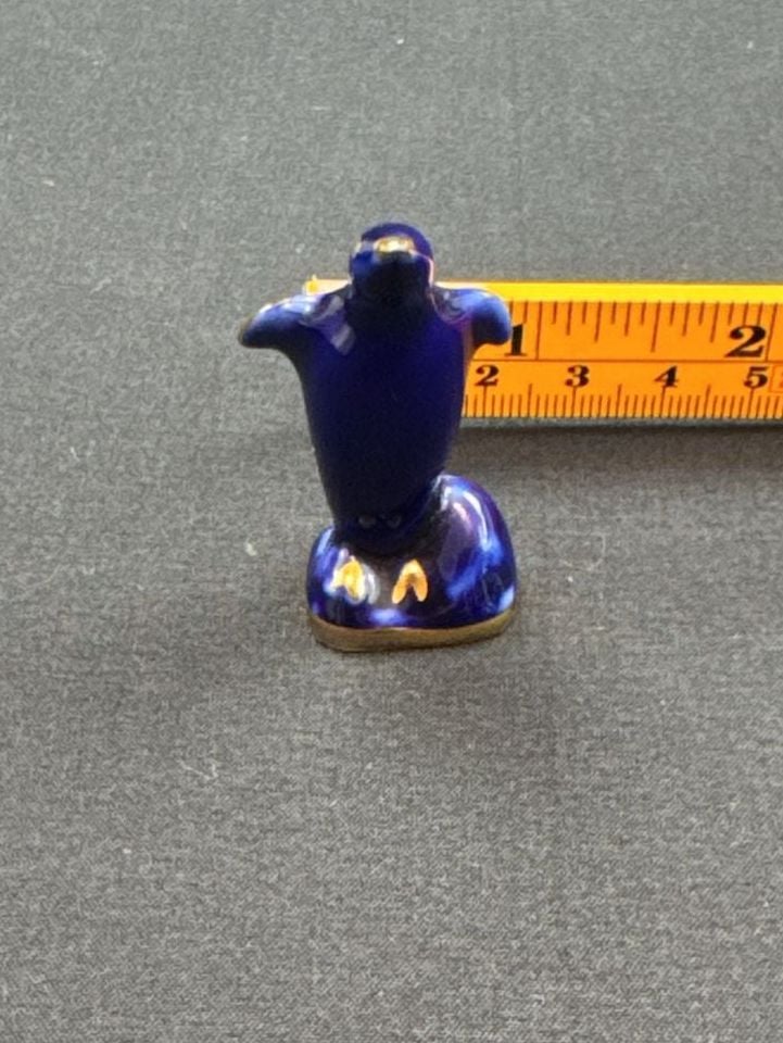 Limoges Cobalt Blue Miniature Penguin Figurine Gold Trim 1